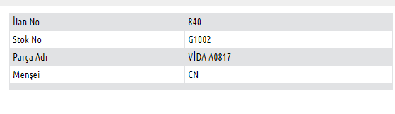 VİDA A0817-&Ccedil;İN